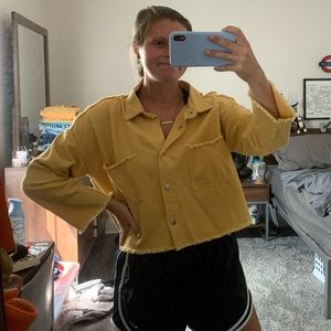 Yellow Top/Jacket with snap buttons and fray